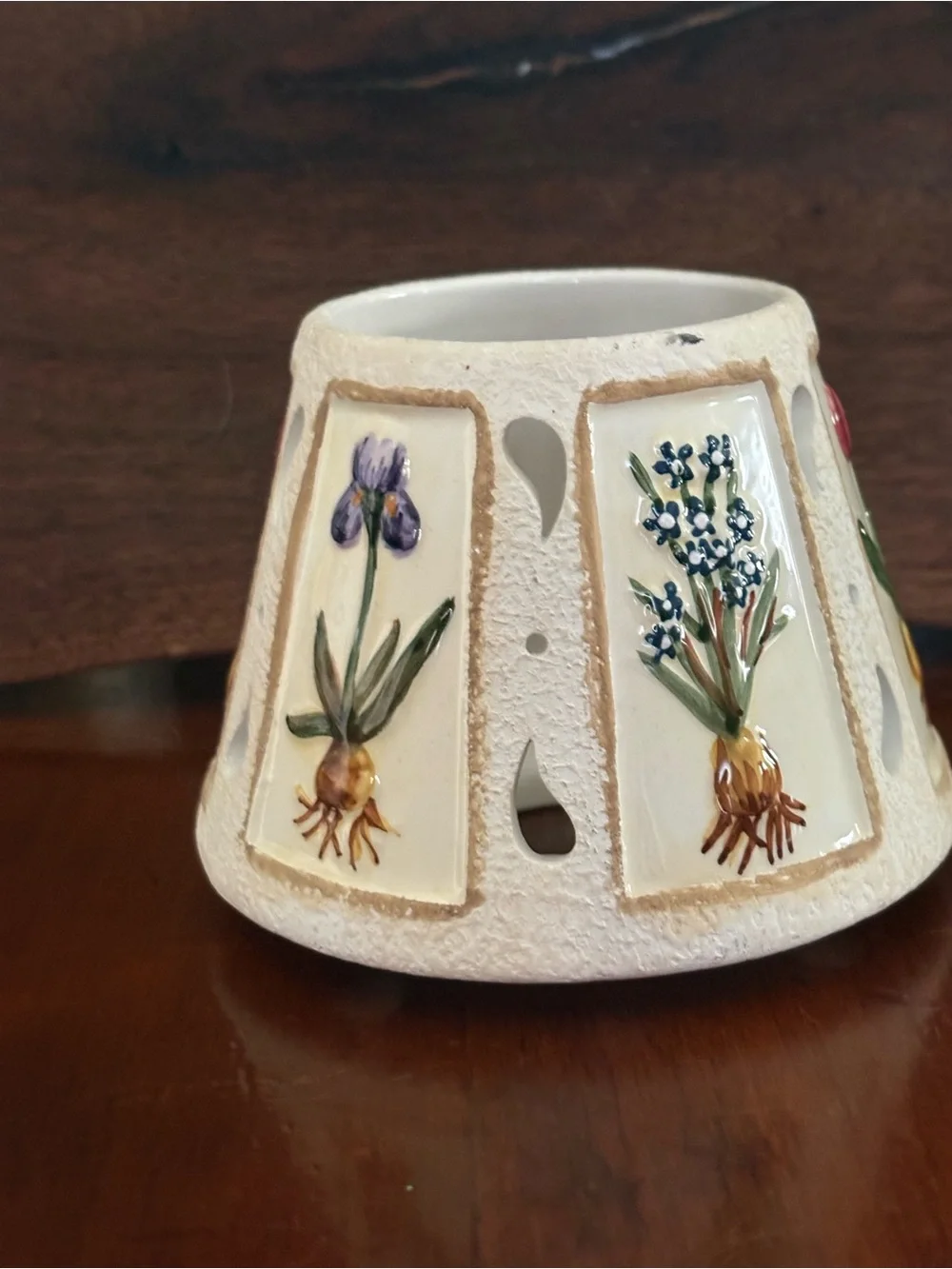 Yankee Candle Floral Ceramic Candle Shade - Cream with Multicolor Flowers